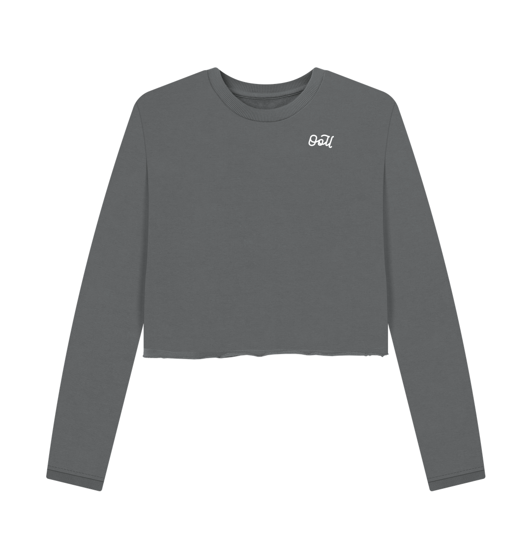 Slate Grey Printed Boxy Jumpers Front