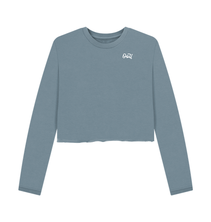 Stone Blue Printed Boxy Jumpers